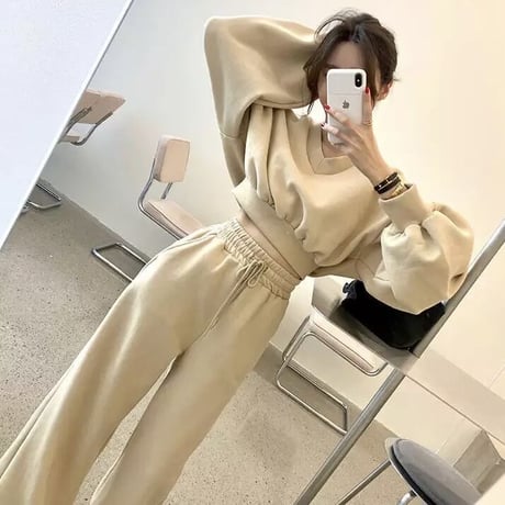 ドロップスリーブ スウェットセットアップ 2色展開