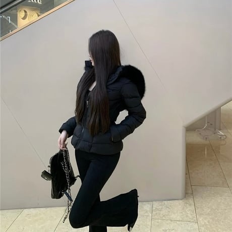 ペプラムフードファーダウンジャケット 2色展開