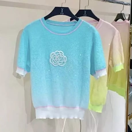 フラワー グラデーションサマーニット 2色展開
