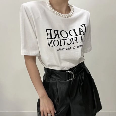 パールネック メッセージTシャツ  2色展開