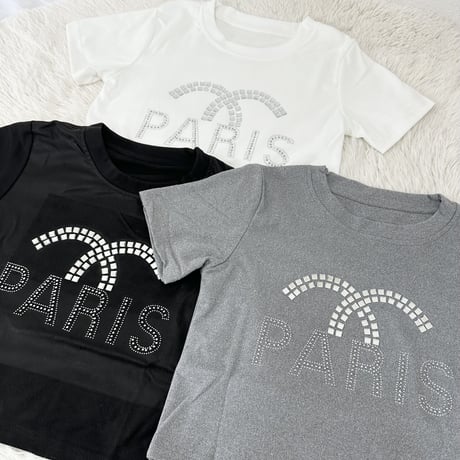 【Gray即納】ビジューハイデザイン ロゴTシャツ 3色展開