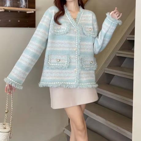 フレンチストライプカーディガン 3色展開