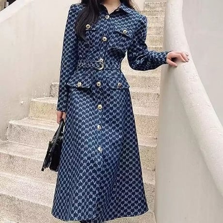 イニシャルデザイン デニムワンピース