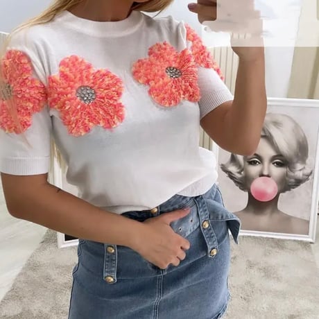フラワーパッチワーク サマーニット 6色展開