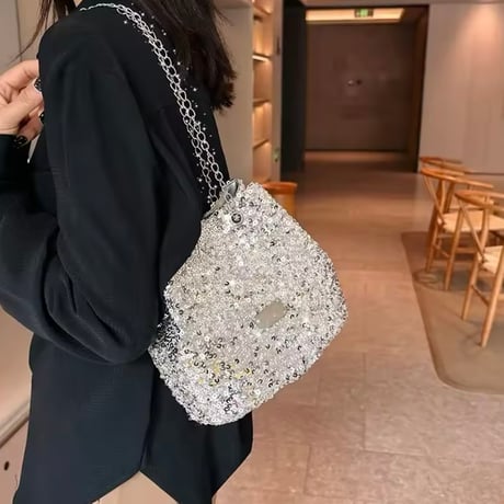 スパンコールバケットバッグ 3色展開