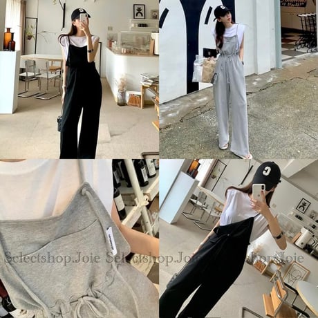 ハイウエスト スウェットロンパース 2色展開