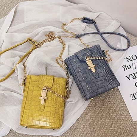 クロコデザイン チェーンショルダーバッグ 5色展開