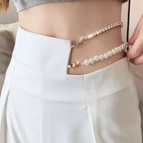 クリスタルパールウエスト パンツ 2色展開