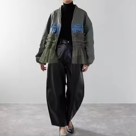 チュールパッチワークデニムジャケット 3色展開