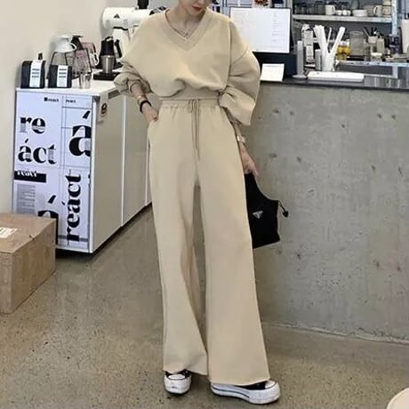 ドロップスリーブ スウェットセットアップ 2色展開