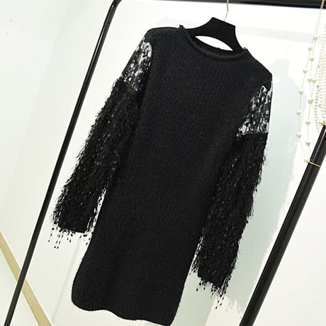 タッセルニット ワンピース 4色展開