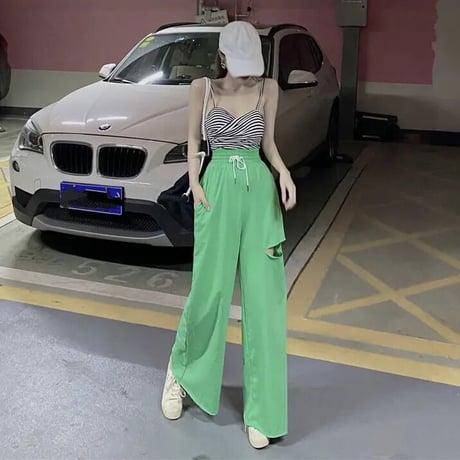 カットアウト ハイウエストスウェットパンツ 4色展開