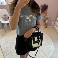 【Gray即納】ビジューハイデザイン ロゴTシャツ 3色展開