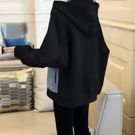 パッチワークデニムパーカー