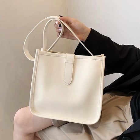 シンプルスクエア ショルダートートバッグ 6色展開