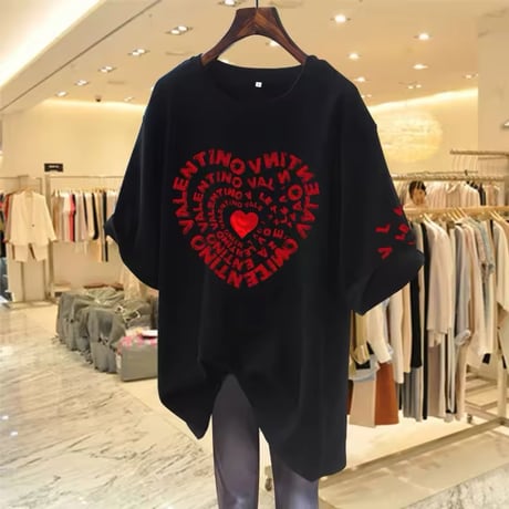 ハートレターオーバーTシャツ 9色展開