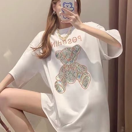 ピンクステッチベアーTシャツ