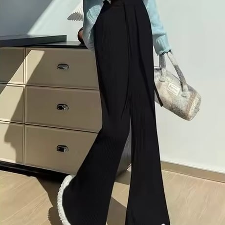 ヘムレースリブニットパンツ 3色展開