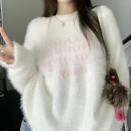ミンクファー メッセージニット 2色展開