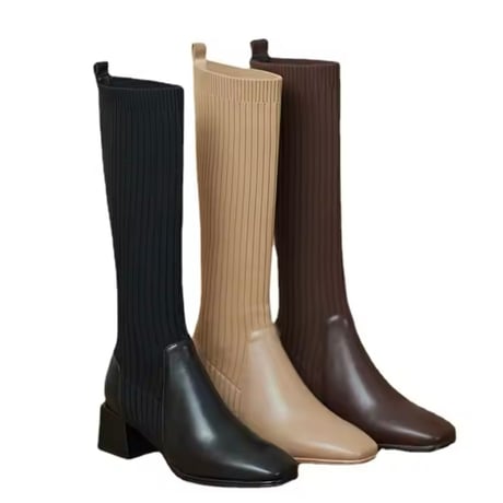 サイドリブニットロングブーツ 3色展開
