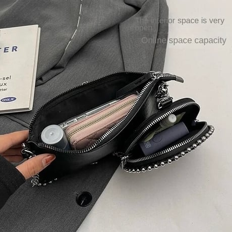 シルバーリベット ダブルバッグ 4色展開