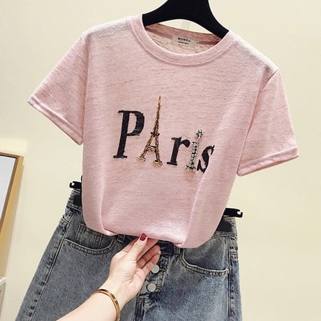 ビーズParisロゴTシャツ 4色展開