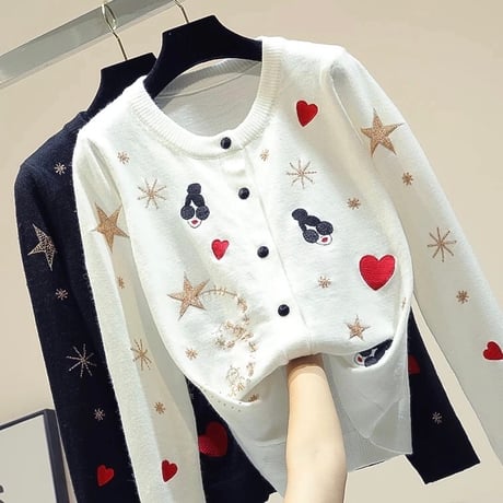 ガールズフェイス ビーズスターカーディガン 2色展開