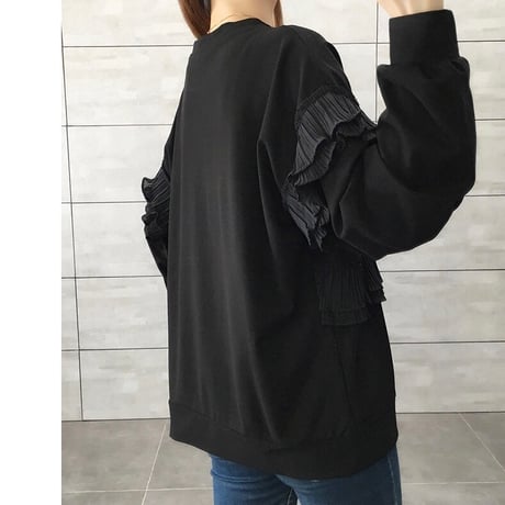 プリーツシフォン スウェットトップス 2色展開