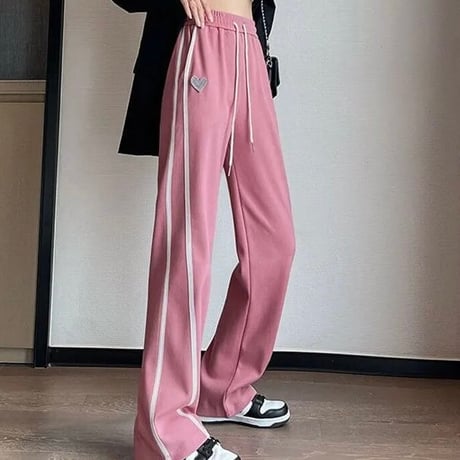 ハートワッペン ラインスウェットパンツ 6色展開