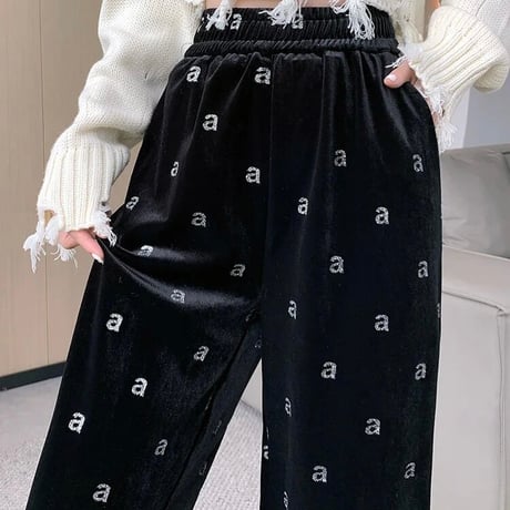 シルバーラメデザイン ベロアパンツ