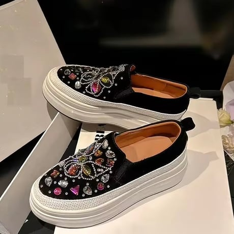 カラフルビジューハイソールスリッポン 2色展開