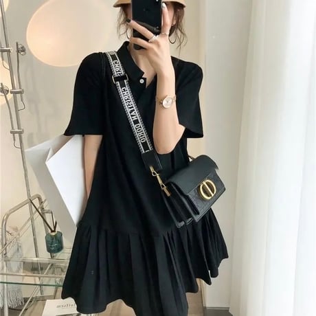 プリーツポロシャツワンピース 3色展開