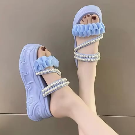 パールギャザーサンダル 6色展開