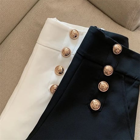 ダブルブレスト ハイウエストショートパンツ 2色展開