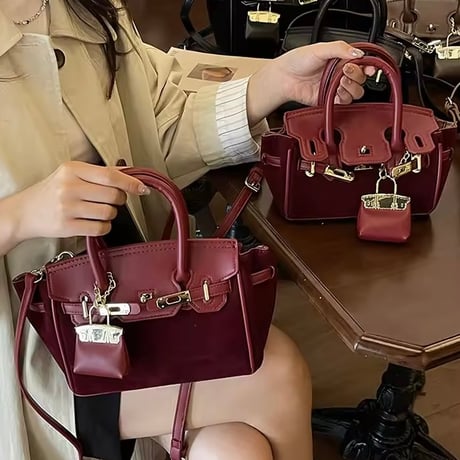 【2サイズ】バッグチャーム付きバッグ 4色展開