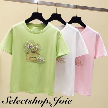 ビーズフラワー フレグランスTシャツ 3色展開