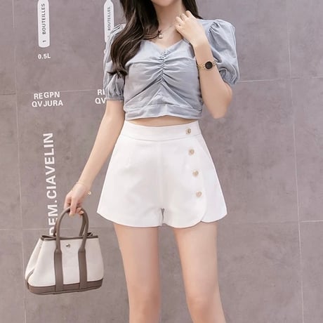 スリットサイドジッパー ハイウエストパンツ 2色展開