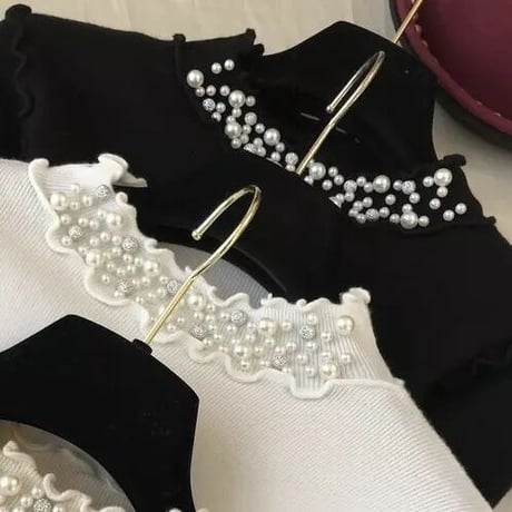 ビジューパール ウェーブフリルニット 4色展開