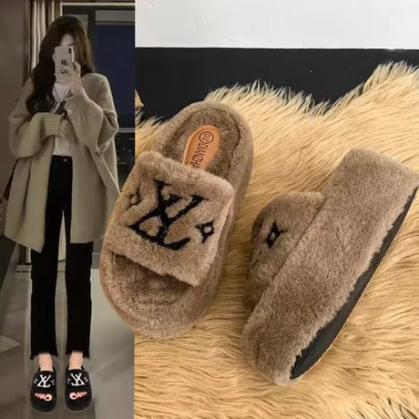 ハイソールファーサンダル 3色展開