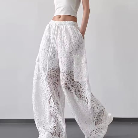レースワイドパンツ 2色展開