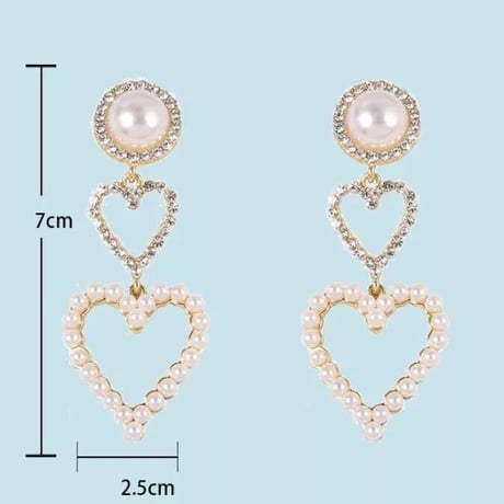 パールハート ピアス 2色展開