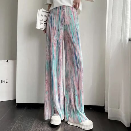 マーブルストライプ リブパンツ 2色展開