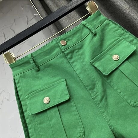 ゴールドボタンポケット フレアパンツ 4色展開