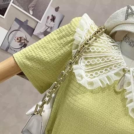 レースカラー ハーフスリーブトップス 3色展開