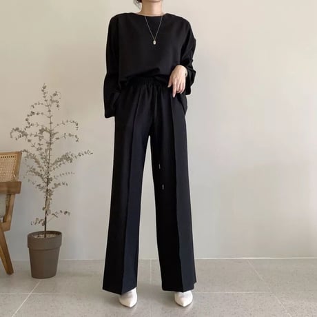 トップス タックパンツ セットアップ 2色展開