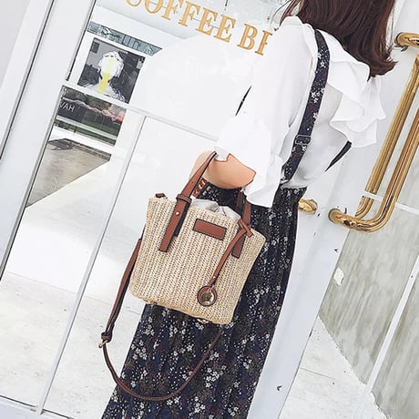 2way レザーストラップ ストローバッグ 2色展開
