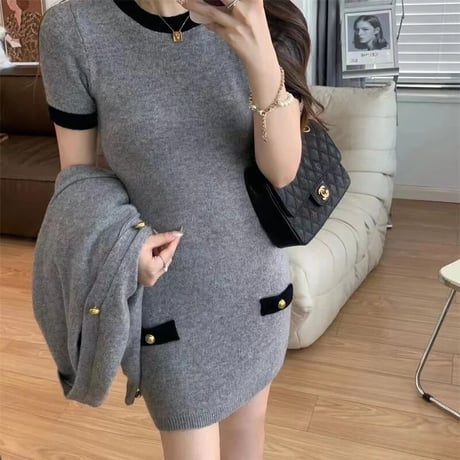 ゴールドボタン バイカラー2ピースセット 2色展開
