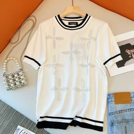 パールストーンクロス サマーニット 2色展開