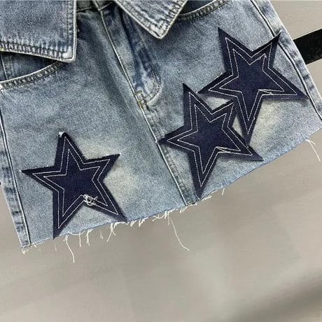 スターステッチ デニムスカート 2色展開