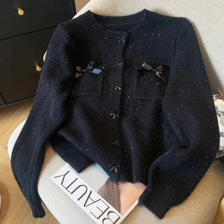 ブラックリボン カーディガン 4色展開